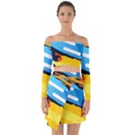 Colorful Paint Strokes Off Shoulder Top with Skirt Set