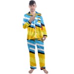 Colorful Paint Strokes Men s Long Sleeve Satin Pajamas Set