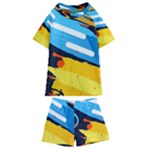 Colorful Paint Strokes Kids  Swim T-Shirt and Shorts Set