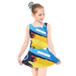 Colorful Paint Strokes Kids  Skater Dress Swimsuit