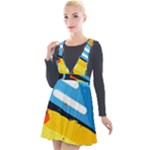 Colorful Paint Strokes Plunge Pinafore Velour Dress