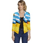 Colorful Paint Strokes Women s Casual 3/4 Sleeve Spring Jacket