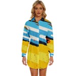 Colorful Paint Strokes Womens Long Sleeve Shirt Dress