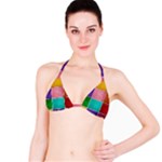 Colorful Squares, Abstract, Art, Background Classic Bikini Top