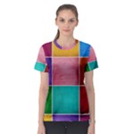 Colorful Squares, Abstract, Art, Background Women s Sport Mesh T-Shirt
