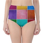 Colorful Squares, Abstract, Art, Background Classic High-Waist Bikini Bottoms
