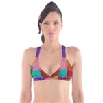Colorful Squares, Abstract, Art, Background Plunge Bikini Top