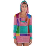 Colorful Squares, Abstract, Art, Background Long Sleeve Hooded T-shirt