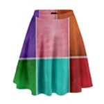 Colorful Squares, Abstract, Art, Background High Waist Skirt
