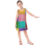 Colorful Squares, Abstract, Art, Background Kids  Sleeveless Dress