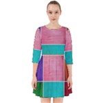 Colorful Squares, Abstract, Art, Background Smock Dress
