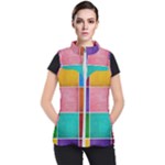 Colorful Squares, Abstract, Art, Background Women s Puffer Vest