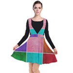 Colorful Squares, Abstract, Art, Background Plunge Pinafore Dress