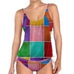 Colorful Squares, Abstract, Art, Background Tankini Set