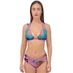 Colorful Squares, Abstract, Art, Background Double Strap Halter Bikini Set