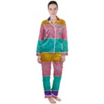 Colorful Squares, Abstract, Art, Background Women s Long Sleeve Satin Pajamas Set	