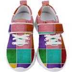 Colorful Squares, Abstract, Art, Background Kids  Velcro Strap Shoes