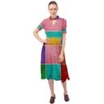 Colorful Squares, Abstract, Art, Background Keyhole Neckline Chiffon Dress