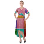 Colorful Squares, Abstract, Art, Background Front Wrap High Low Dress