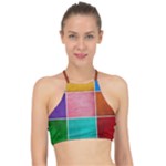 Colorful Squares, Abstract, Art, Background Halter Bikini Top