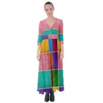 Colorful Squares, Abstract, Art, Background Button Up Maxi Dress
