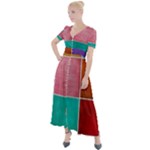Colorful Squares, Abstract, Art, Background Button Up Short Sleeve Maxi Dress