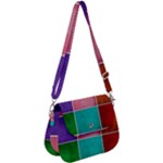 Colorful Squares, Abstract, Art, Background Saddle Handbag