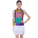 Colorful Squares, Abstract, Art, Background Women s Sleeveless Polo T-Shirt