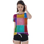 Colorful Squares, Abstract, Art, Background Short Sleeve Open Back T-Shirt