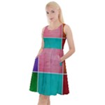 Colorful Squares, Abstract, Art, Background Knee Length Skater Dress With Pockets