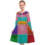Colorful Squares, Abstract, Art, Background Kids  Midi Sailor Dress