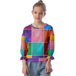 Colorful Squares, Abstract, Art, Background Kids  Cuff Sleeve Top
