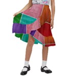 Colorful Squares, Abstract, Art, Background Kids  Ruffle Flared Wrap Midi Skirt