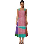 Colorful Squares, Abstract, Art, Background Square Neckline Tiered Midi Dress