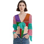 Colorful Squares, Abstract, Art, Background Trumpet Sleeve Cropped Top