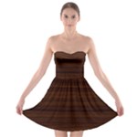 Dark Brown Wood Texture, Cherry Wood Texture, Wooden Strapless Bra Top Dress