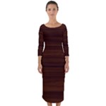 Dark Brown Wood Texture, Cherry Wood Texture, Wooden Quarter Sleeve Midi Bodycon Dress