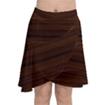 Dark Brown Wood Texture, Cherry Wood Texture, Wooden Chiffon Wrap Front Skirt