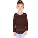 Dark Brown Wood Texture, Cherry Wood Texture, Wooden Kids  Long Sleeve T-Shirt
