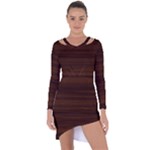 Dark Brown Wood Texture, Cherry Wood Texture, Wooden Asymmetric Cut-Out Shift Dress