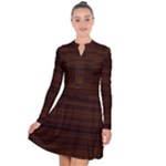 Dark Brown Wood Texture, Cherry Wood Texture, Wooden Long Sleeve Panel Dress