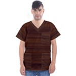 Dark Brown Wood Texture, Cherry Wood Texture, Wooden Men s V-Neck Scrub Top