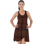 Dark Brown Wood Texture, Cherry Wood Texture, Wooden Show Some Back Chiffon Dress