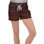 Dark Brown Wood Texture, Cherry Wood Texture, Wooden Women s Velour Lounge Shorts