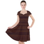 Dark Brown Wood Texture, Cherry Wood Texture, Wooden Cap Sleeve Midi Dress