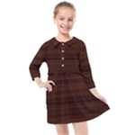 Dark Brown Wood Texture, Cherry Wood Texture, Wooden Kids  Quarter Sleeve Shirt Dress