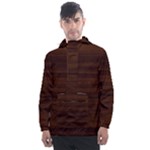 Dark Brown Wood Texture, Cherry Wood Texture, Wooden Men s Front Pocket Pullover Windbreaker