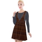 Dark Brown Wood Texture, Cherry Wood Texture, Wooden Plunge Pinafore Velour Dress