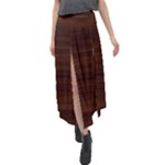 Dark Brown Wood Texture, Cherry Wood Texture, Wooden Velour Split Maxi Skirt