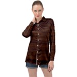 Dark Brown Wood Texture, Cherry Wood Texture, Wooden Long Sleeve Satin Shirt